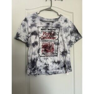 Disney Pirates of the Caribbean Tie-Dye Black White Adult M T-Shirt